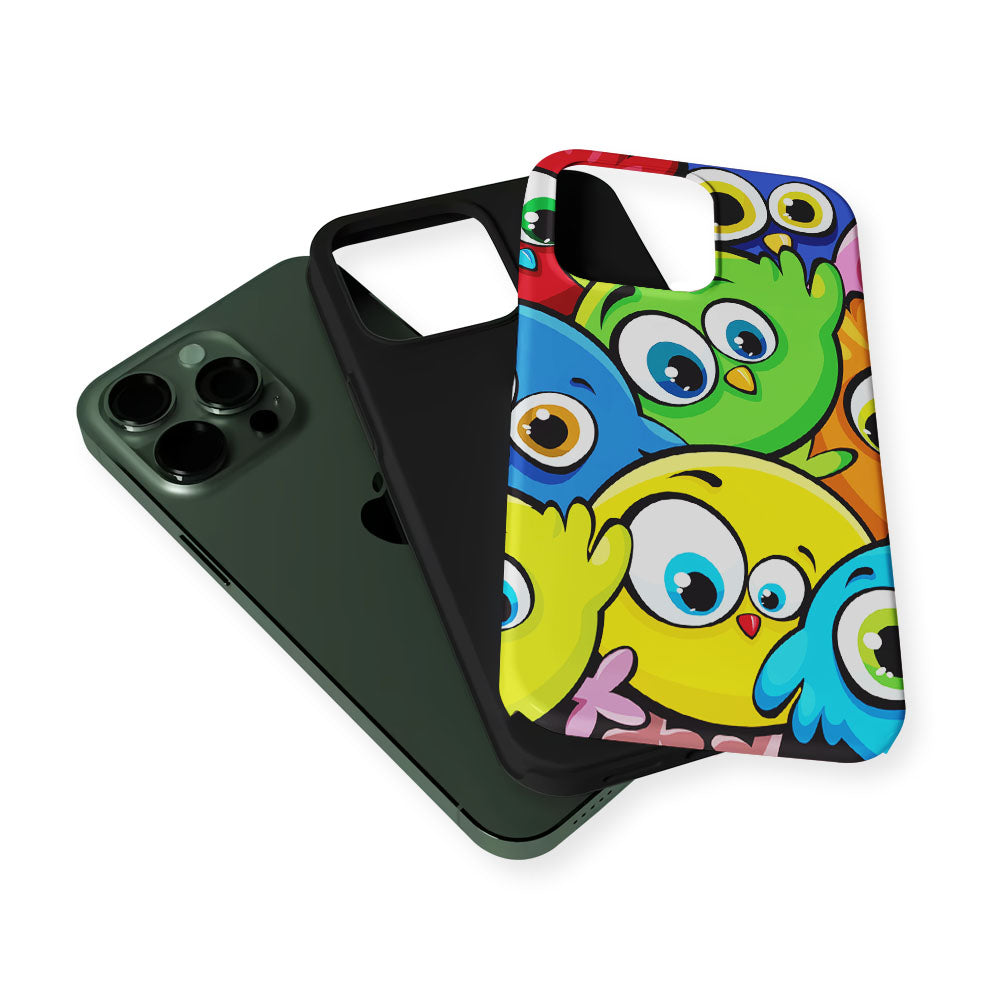 Funny Cartoon Birds 2 in 1 Tough Phone Case