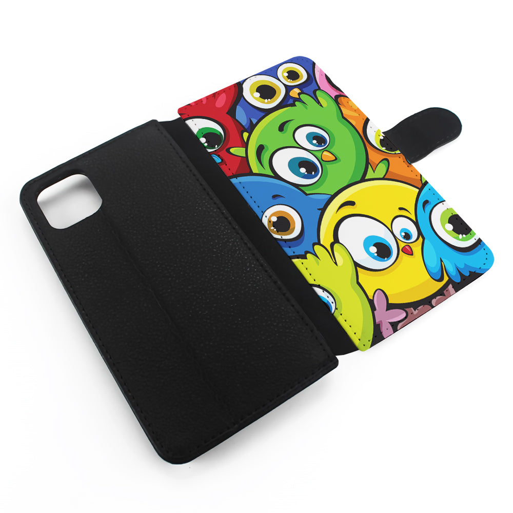 Funny Cartoon Birds Flip Wallet Phone Case