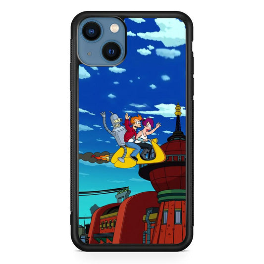Futurama Faster Together iPhone 14 Plus Case-Rubber Black (2D Case)-Oxvistore