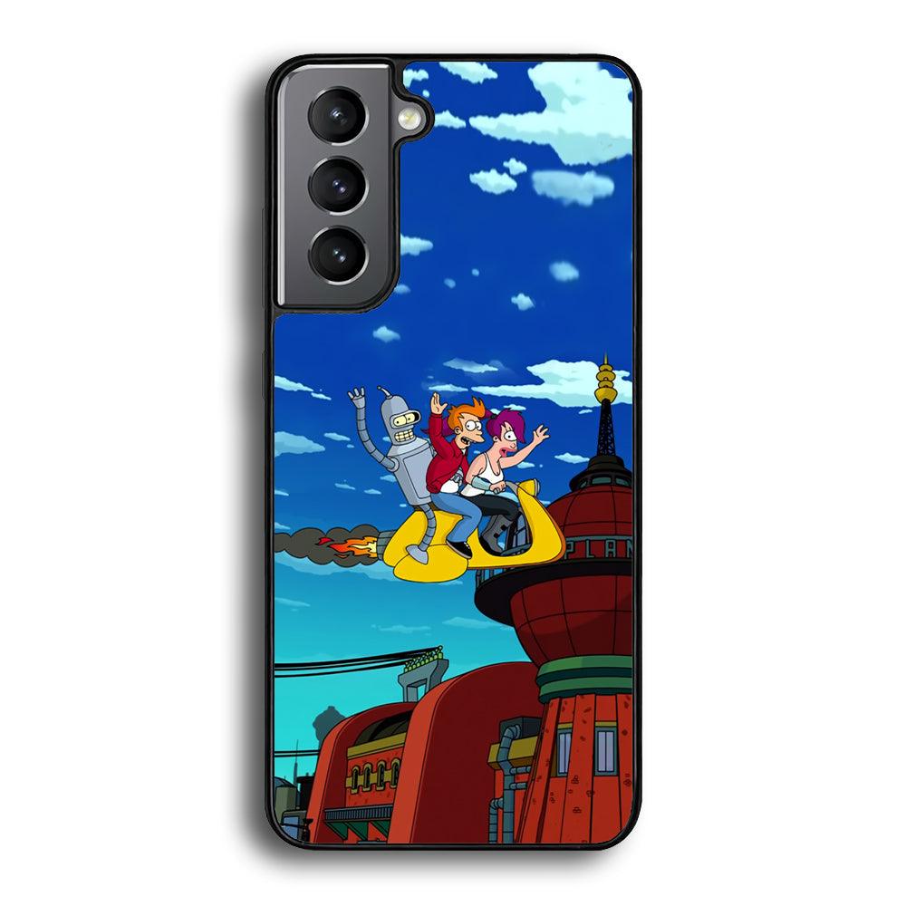 Futurama Faster Together Samsung Galaxy S23 Case-Rubber Black (2D Case)-Oxvistore