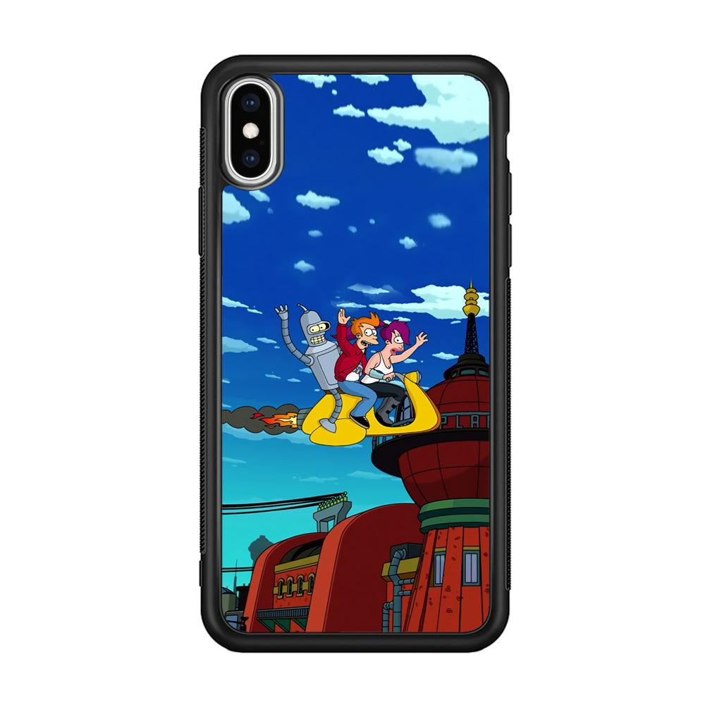 Futurama Faster Together iPhone Xs Max Case-Rubber Black (2D Case)-Oxvistore
