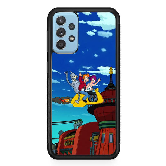 Futurama Faster Together Samsung Galaxy A72 Case-Rubber Black (2D Case)-Oxvistore