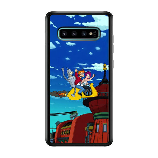 Futurama Faster Together Samsung Galaxy S10 Case-Rubber Black (2D Case)-Oxvistore