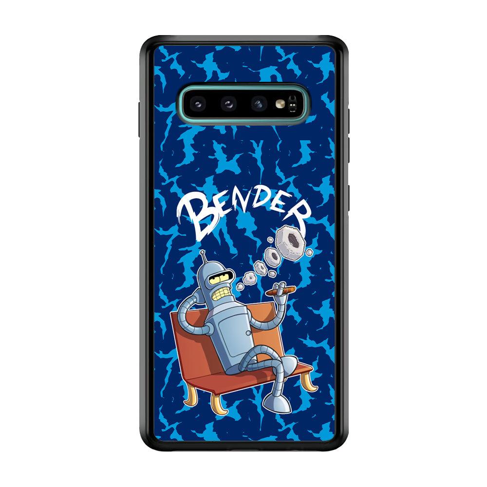 Futurama Relax Bender Samsung Galaxy S10 Case-Rubber Black (2D Case)-Oxvistore