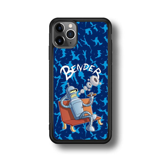 Futurama Relax Bender iPhone 11 Pro Max Case-Rubber Black (2D Case)-Oxvistore