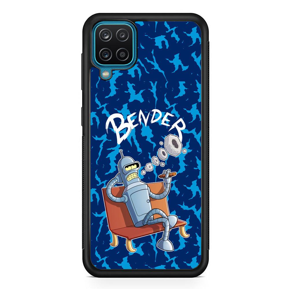 Futurama Relax Bender Samsung Galaxy A12 Case-Rubber Black (2D Case)-Oxvistore