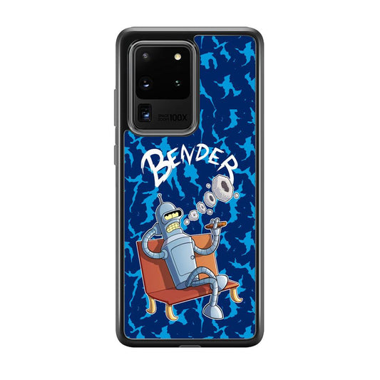 Futurama Relax Bender Samsung Galaxy S20 Ultra Case-Rubber Black (2D Case)-Oxvistore