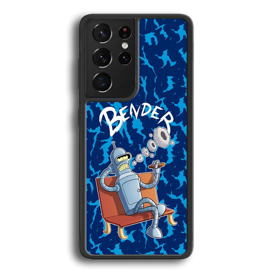 Futurama Relax Bender Samsung Galaxy S22 Ultra Case-Rubber Black (2D Case)-Oxvistore