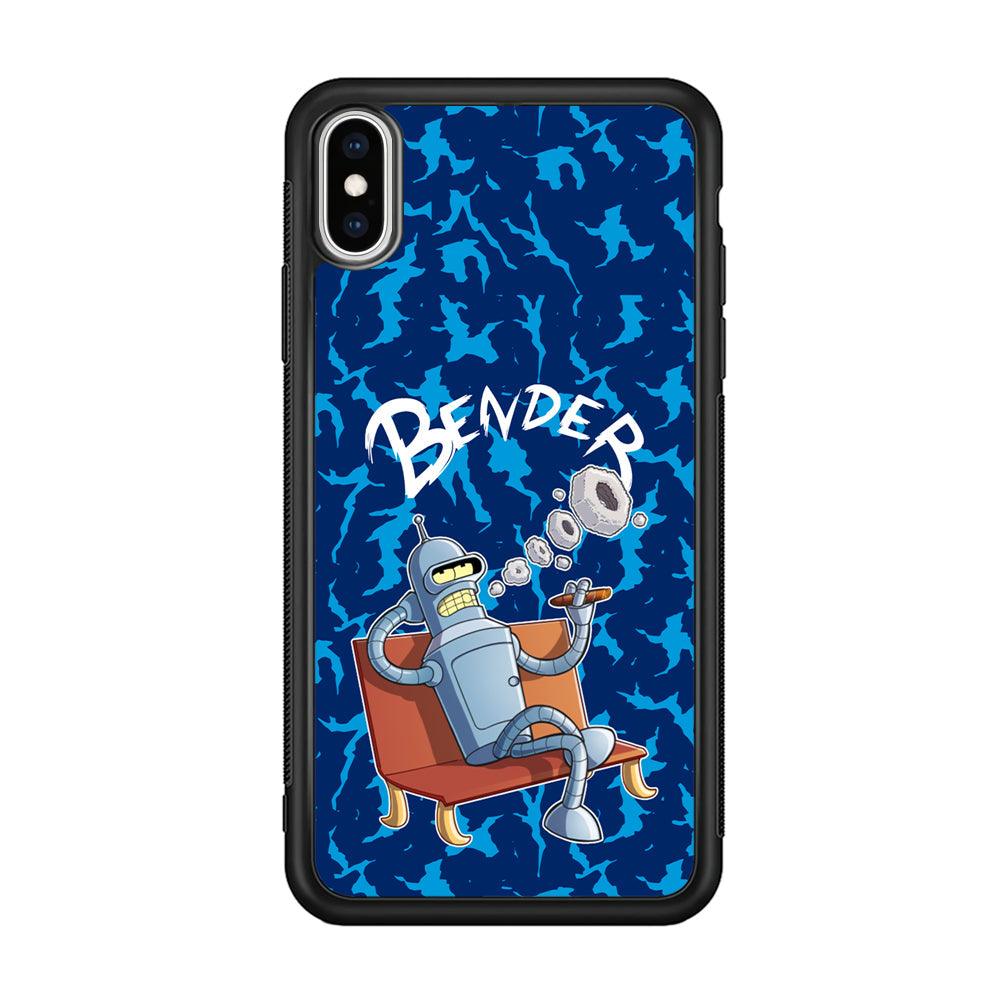 Futurama Relax Bender iPhone Xs Max Case-Rubber Black (2D Case)-Oxvistore