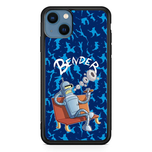 Futurama Relax Bender iPhone 14 Case-Rubber Black (2D Case)-Oxvistore