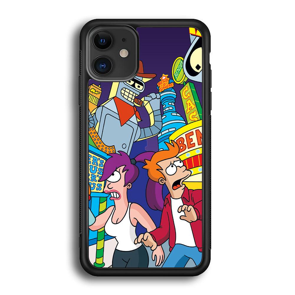 Futurama Scene on Planet City iPhone 11 Case-Rubber Black (2D Case)-Oxvistore