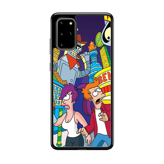 Futurama Scene on Planet City Samsung Galaxy S20 Plus Case-Rubber Black (2D Case)-Oxvistore