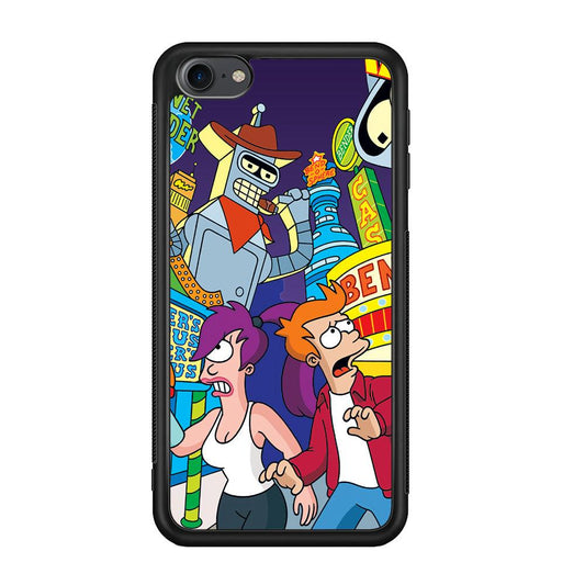 Futurama Scene on Planet City iPod Touch 6 Case-Rubber Black (2D Case)-Oxvistore