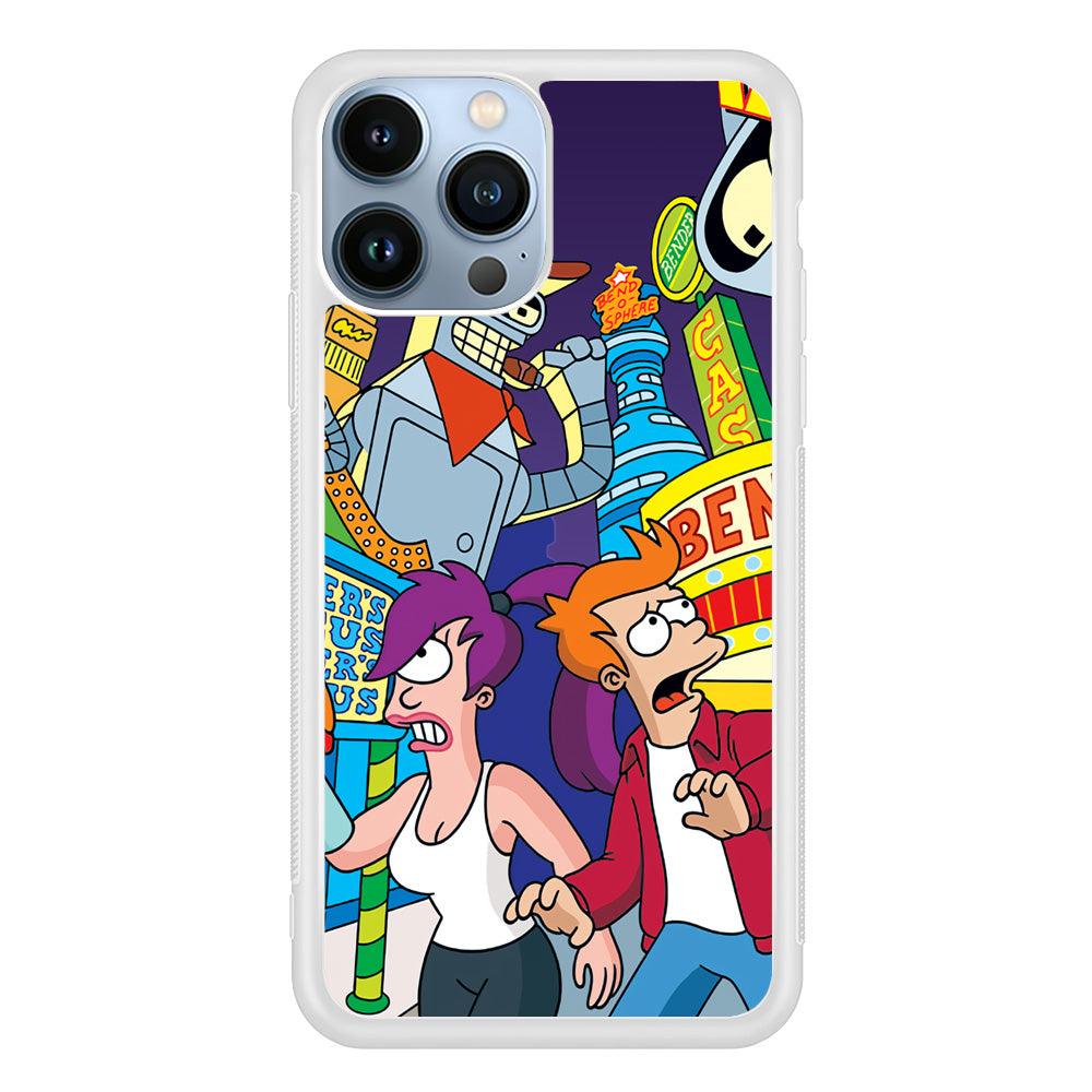 Futurama Scene on Planet City iPhone 14 Pro Case-Oxvistore