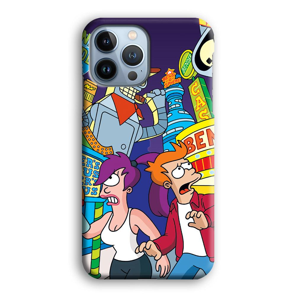 Futurama Scene on Planet City iPhone 14 Pro Case-Oxvistore