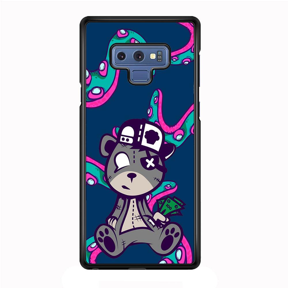 Gangsta Bear Need The Money Samsung Galaxy Note 9 Case-Rubber Black (2D Case)-Oxvistore