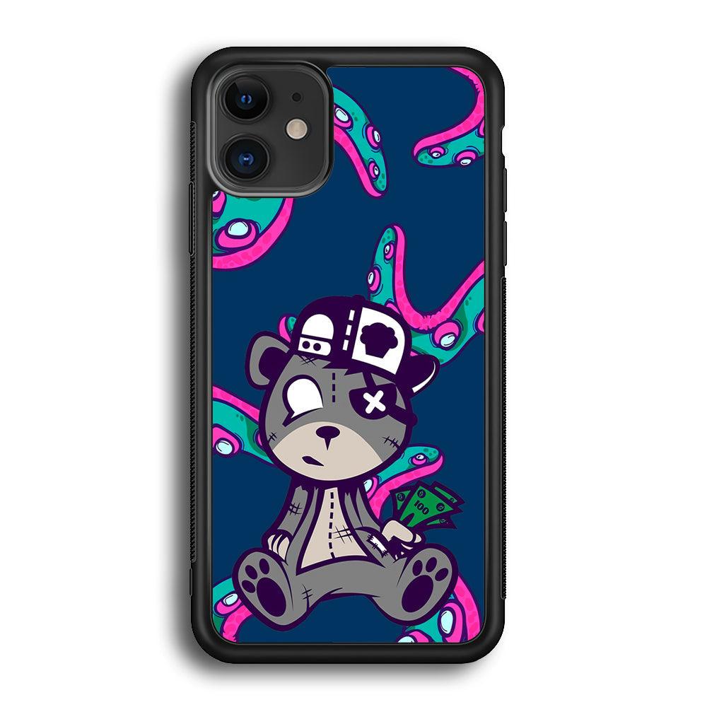 Gangsta Bear Need The Money iPhone 11 Case-Rubber Black (2D Case)-Oxvistore