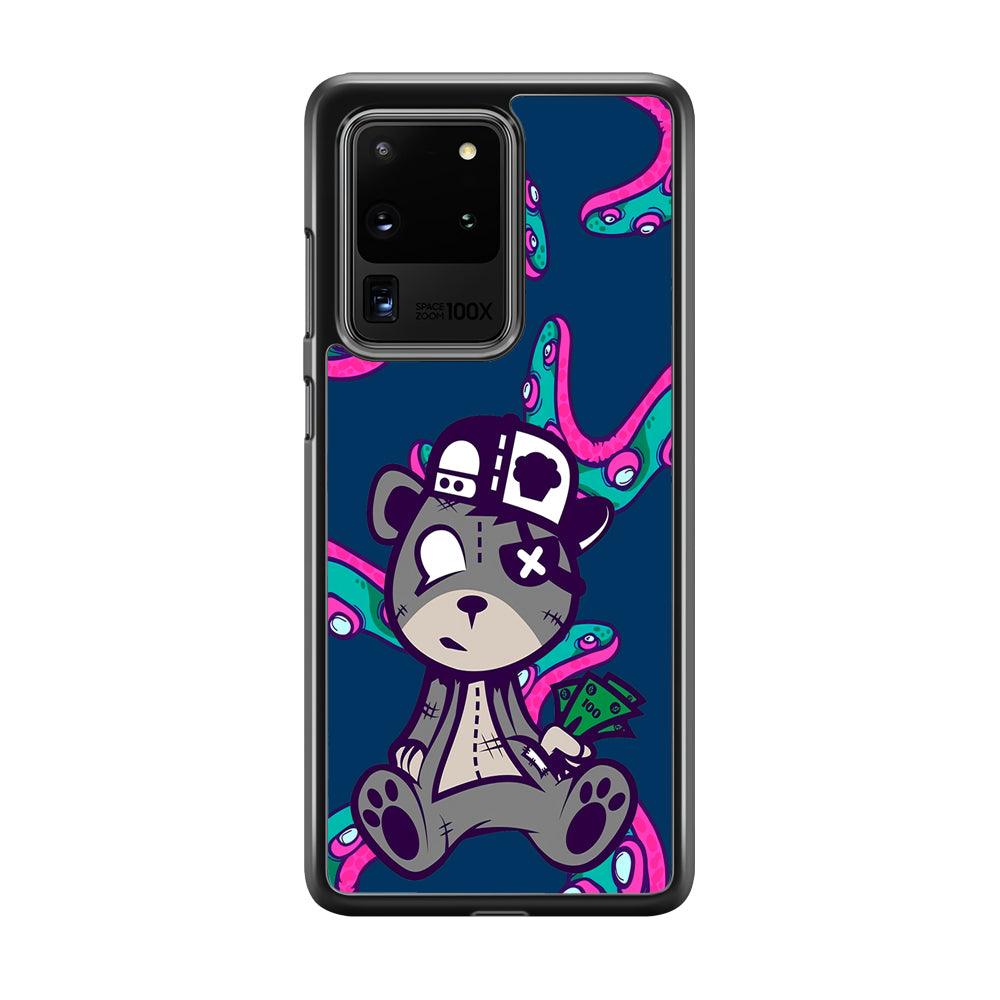 Gangsta Bear Need The Money Samsung Galaxy S20 Ultra Case-Rubber Black (2D Case)-Oxvistore
