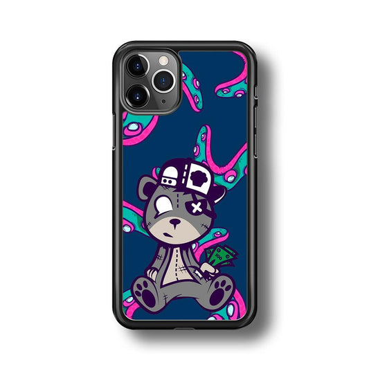 Gangsta Bear Need The Money iPhone 11 Pro Case-Rubber White (2D Case)-Oxvistore