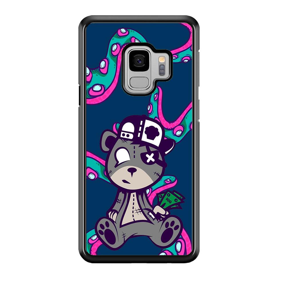Gangsta Bear Need The Money Samsung Galaxy S9 Case-Rubber Black (2D Case)-Oxvistore