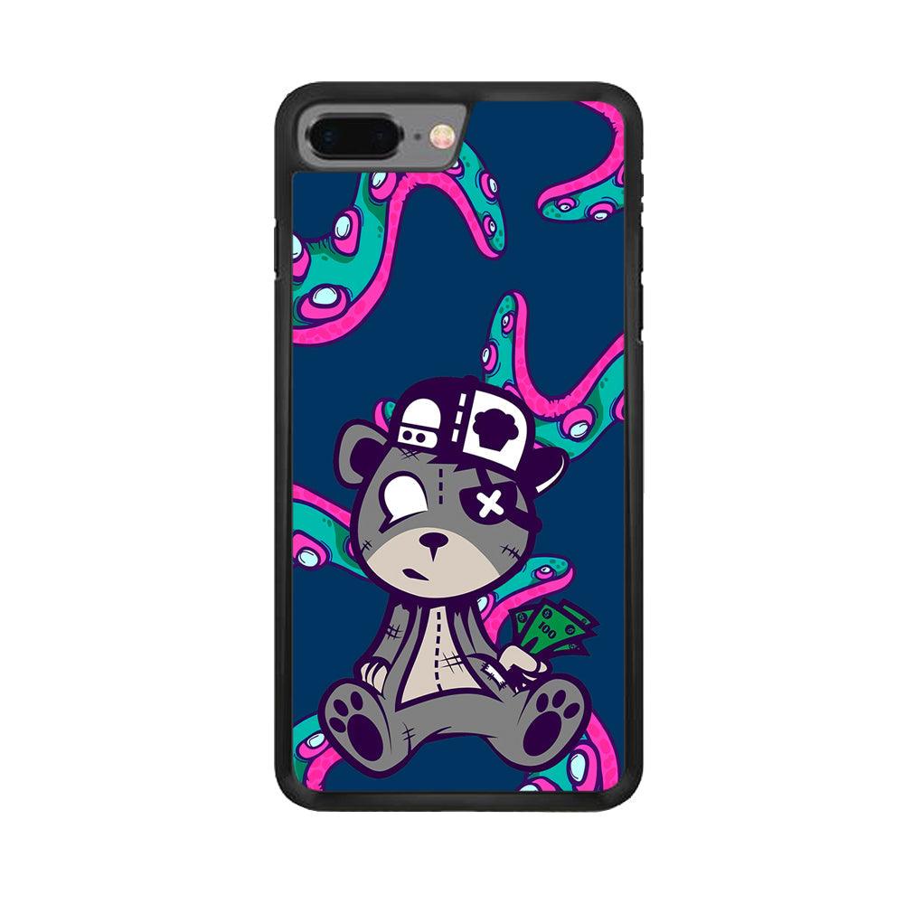 Gangsta Bear Need The Money iPhone 8 Plus Case-Rubber White (2D Case)-Oxvistore