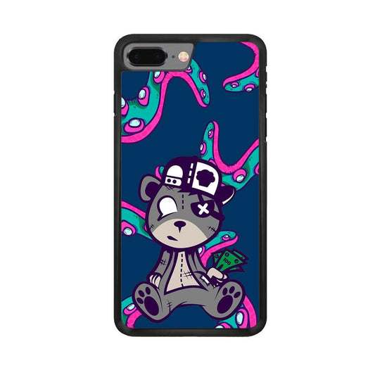 Gangsta Bear Need The Money iPhone 8 Plus Case-Rubber White (2D Case)-Oxvistore