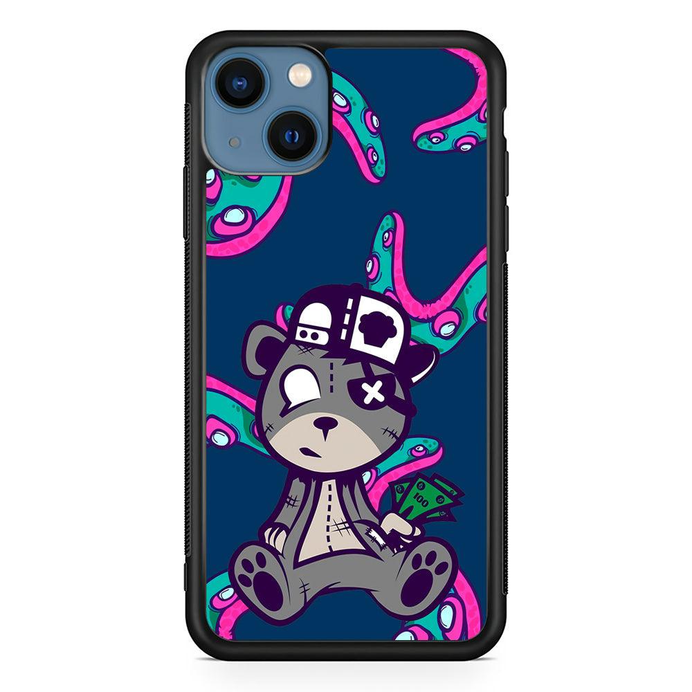 Gangsta Bear Need The Money iPhone 14 Case-Rubber Black (2D Case)-Oxvistore