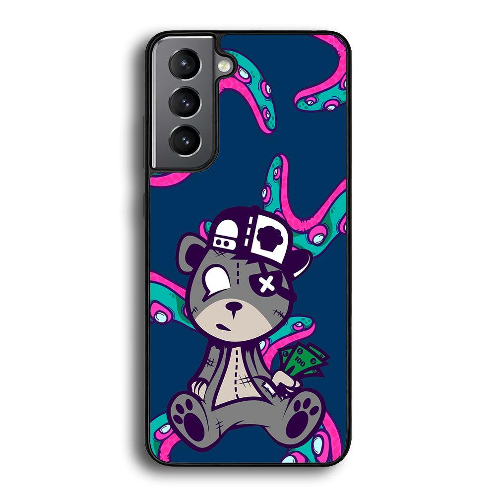 Gangsta Bear Need The Money Samsung Galaxy S24 Case-Rubber White (2D Case)-Oxvistore