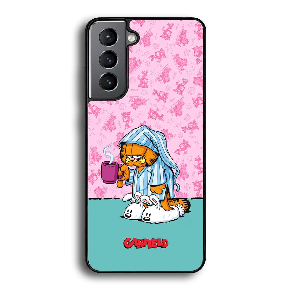Garfield Bad Morning Vibes Samsung Galaxy S24 Case-Rubber Black (2D Case)-Oxvistore