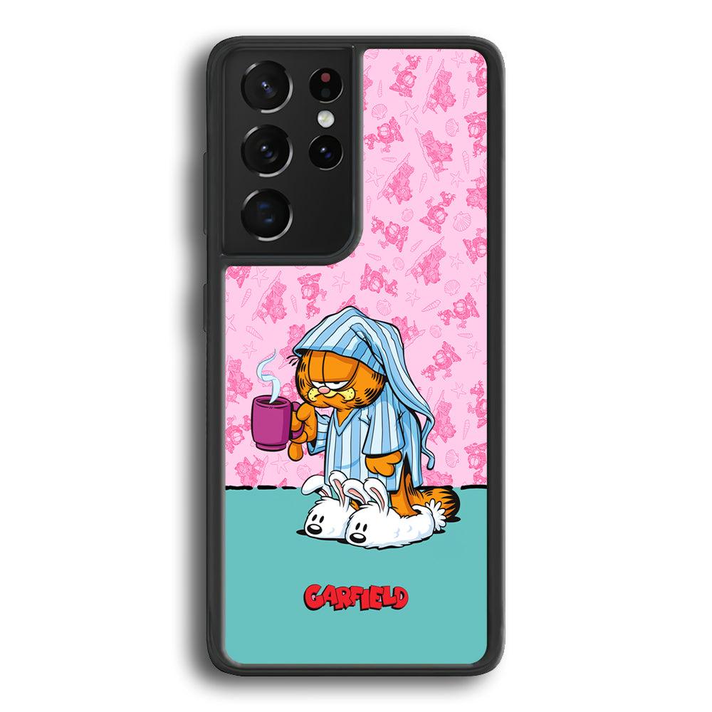 Garfield Bad Morning Vibes Samsung Galaxy S22 Ultra Case-Rubber Black (2D Case)-Oxvistore