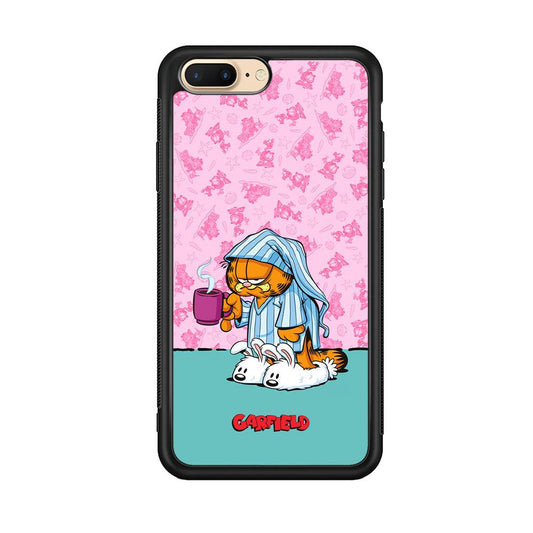 Garfield Bad Morning Vibes iPhone 7 Plus Case-Rubber Black (2D Case)-Oxvistore