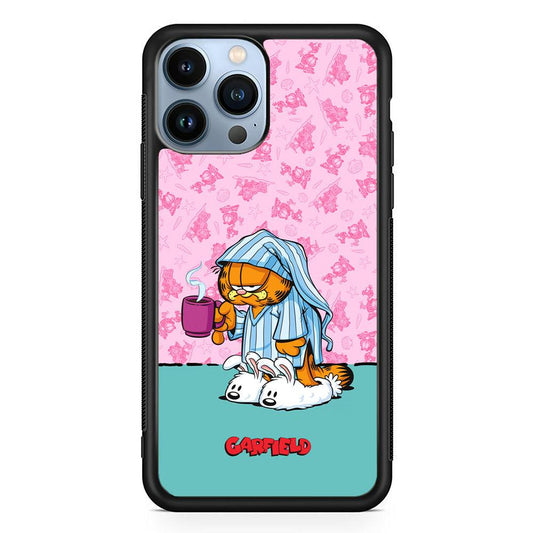Garfield Bad Morning Vibes iPhone 13 Pro Max Case-Rubber Black (2D Case)-Oxvistore