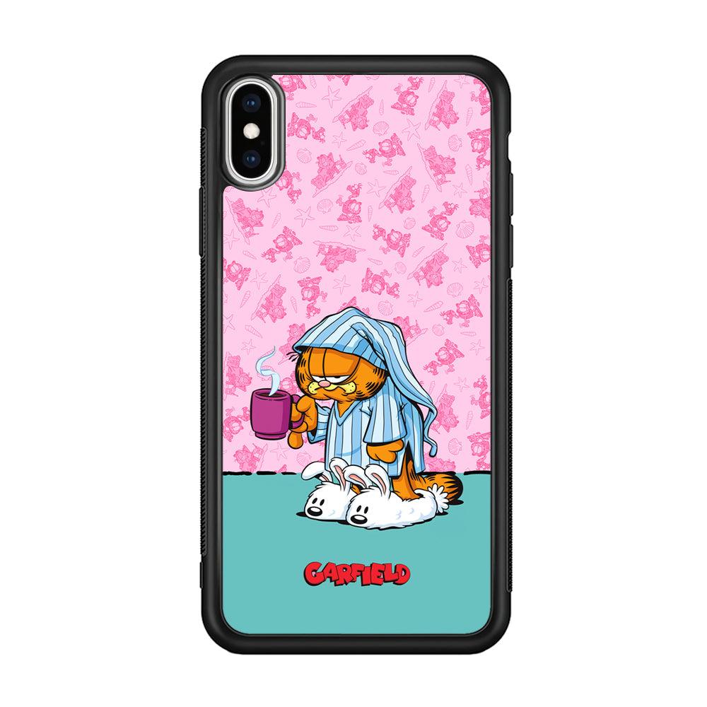 Garfield Bad Morning Vibes iPhone XS Case-Rubber Black (2D Case)-Oxvistore