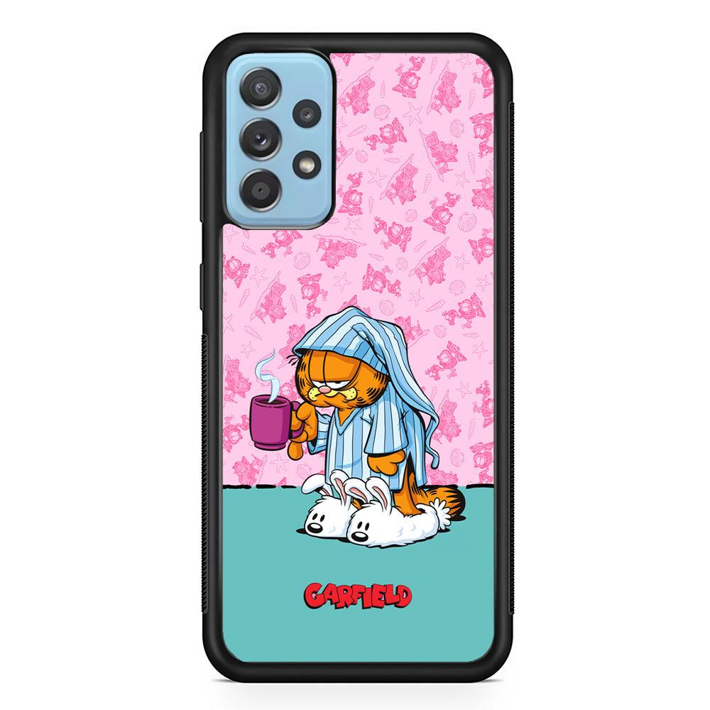 Garfield Bad Morning Vibes Samsung Galaxy A72 Case-Rubber Black (2D Case)-Oxvistore