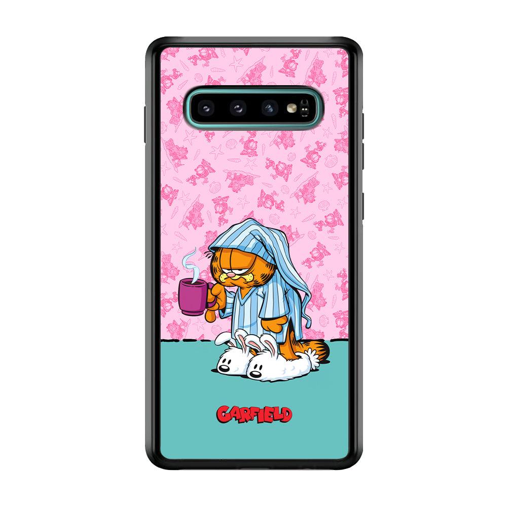 Garfield Bad Morning Vibes Samsung Galaxy S10 Case-Rubber Black (2D Case)-Oxvistore