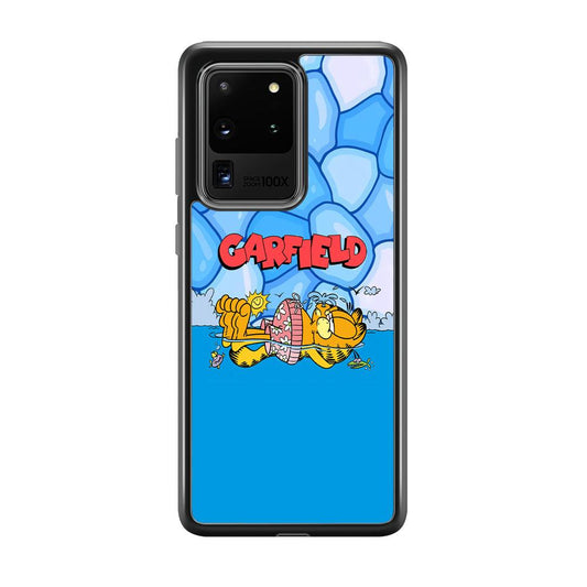 Garfield Swimming at Pool Samsung Galaxy S20 Ultra Case-Rubber Black (2D Case)-Oxvistore