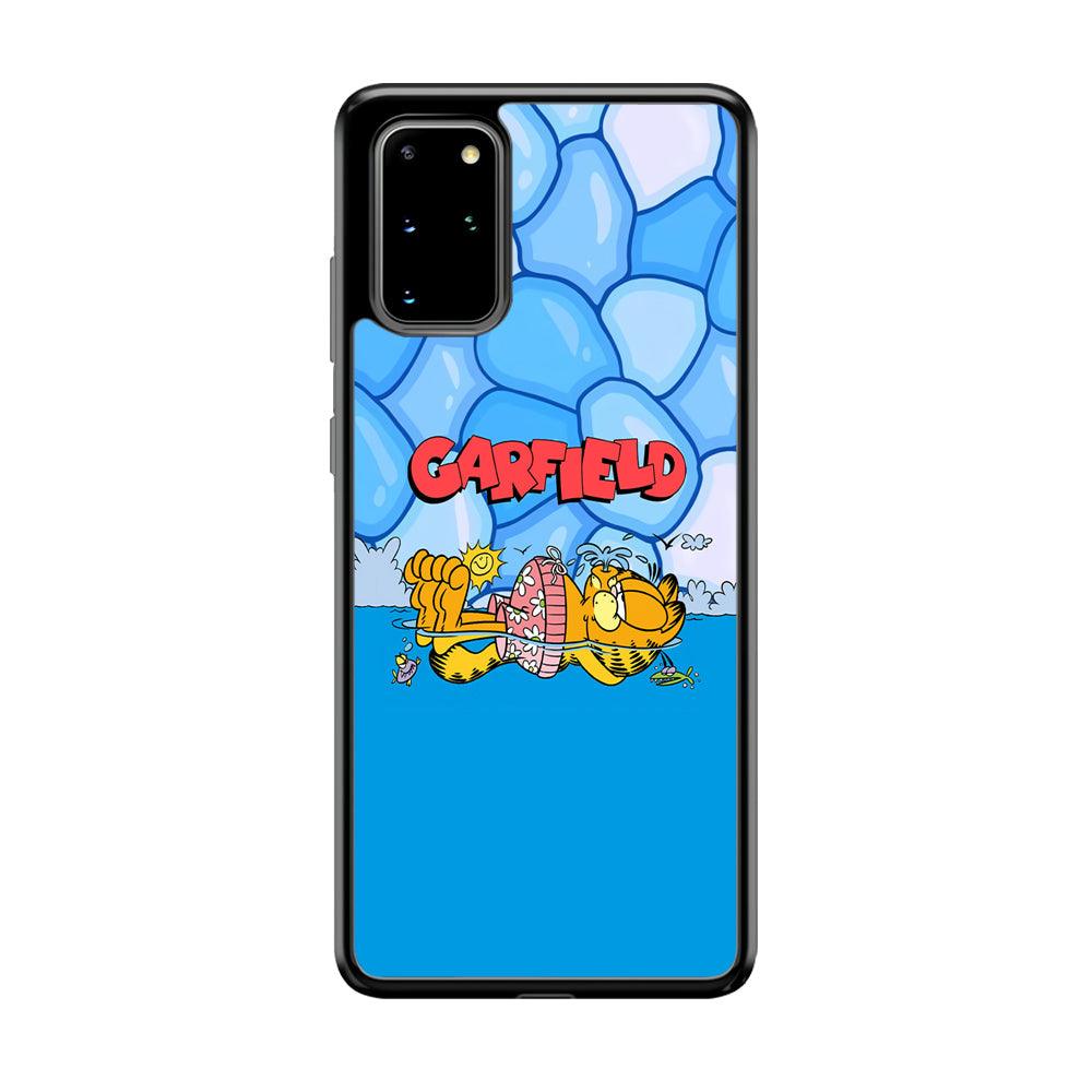 Garfield Swimming at Pool Samsung Galaxy S20 Plus Case-Rubber Black (2D Case)-Oxvistore