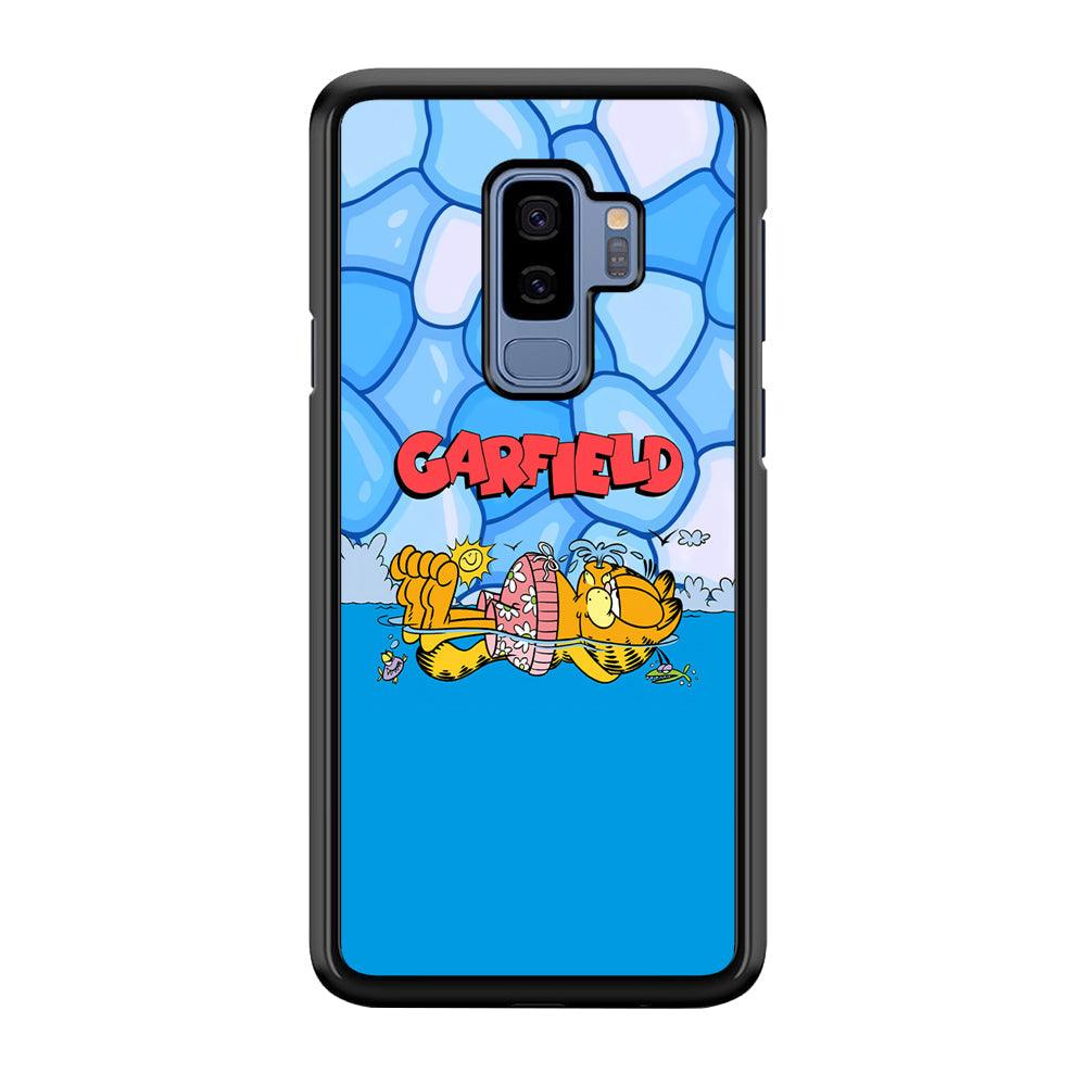 Garfield Swimming at Pool Samsung Galaxy S9 Plus Case-Rubber Black (2D Case)-Oxvistore
