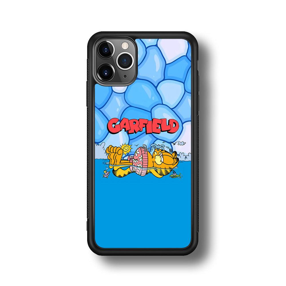 Garfield Swimming at Pool iPhone 11 Pro Case-Rubber Black (2D Case)-Oxvistore