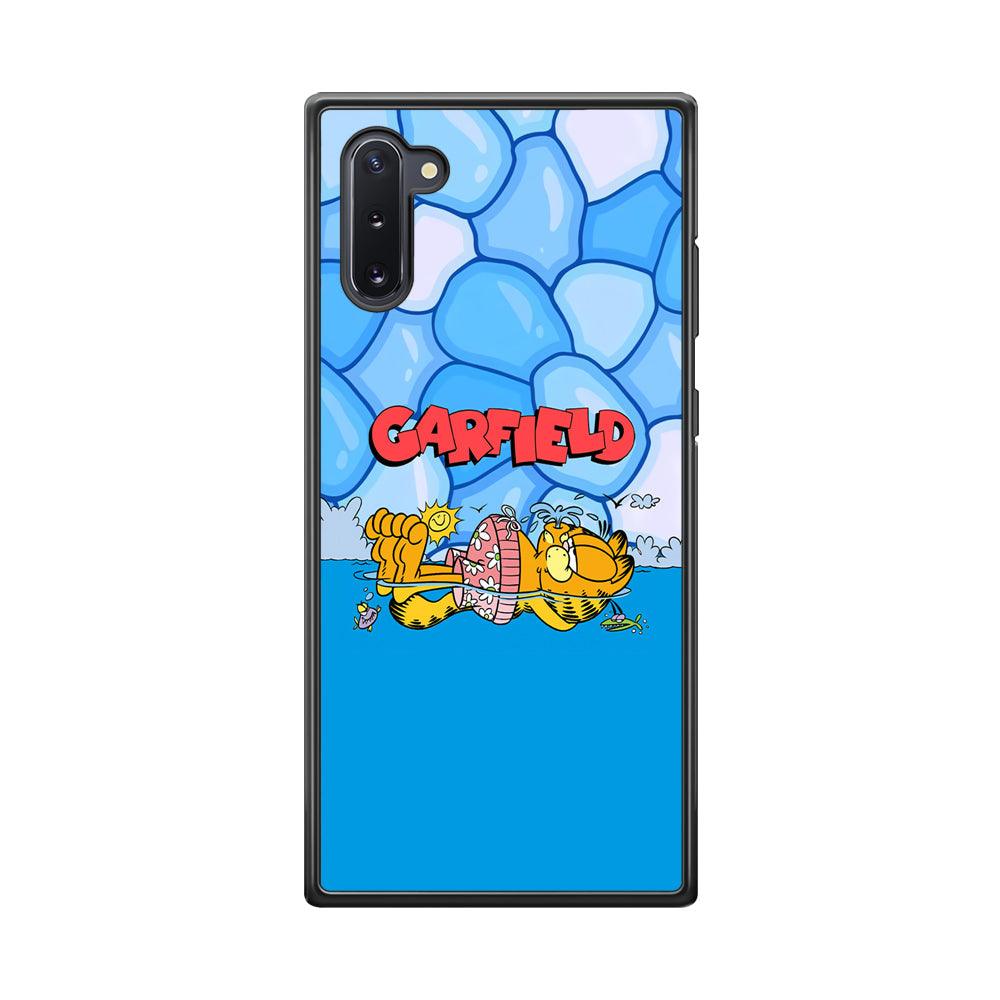 Garfield Swimming at Pool Samsung Galaxy Note 10 Case-Rubber Black (2D Case)-Oxvistore