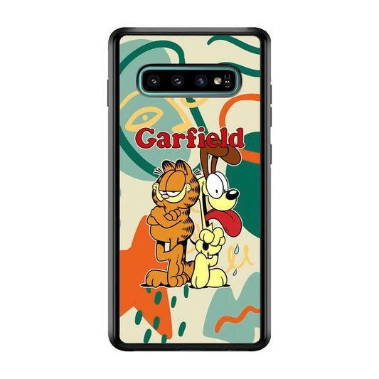 Garfield The Gentleman Mate Samsung Galaxy S10 Case-Rubber Black (2D Case)-Oxvistore