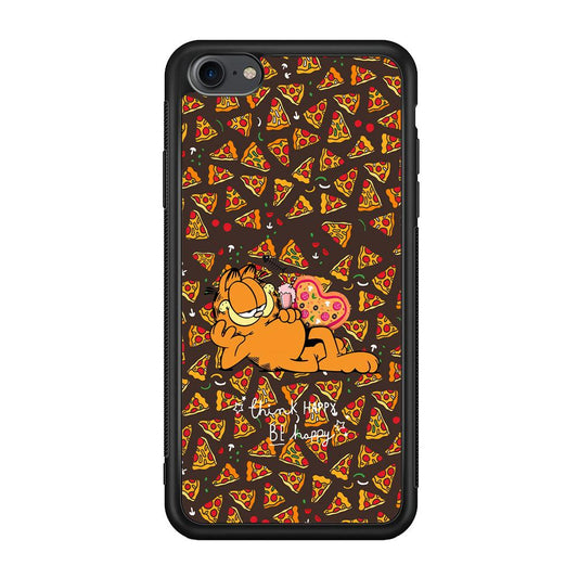 Garfield Think Happy Everytime iPhone 7 Case-Rubber Black (2D Case)-Oxvistore