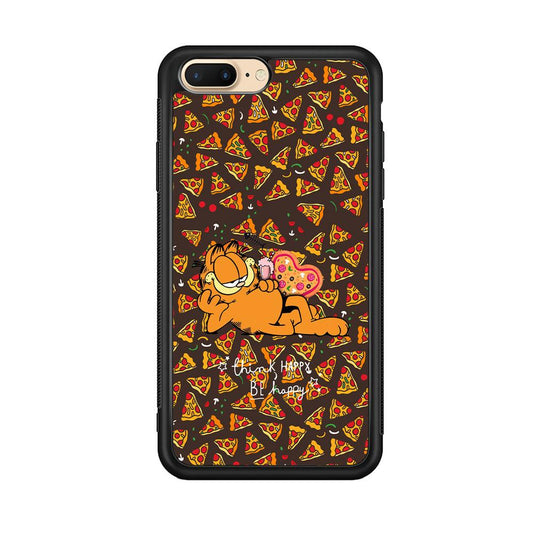 Garfield Think Happy Everytime iPhone 7 Plus Case-Rubber Black (2D Case)-Oxvistore