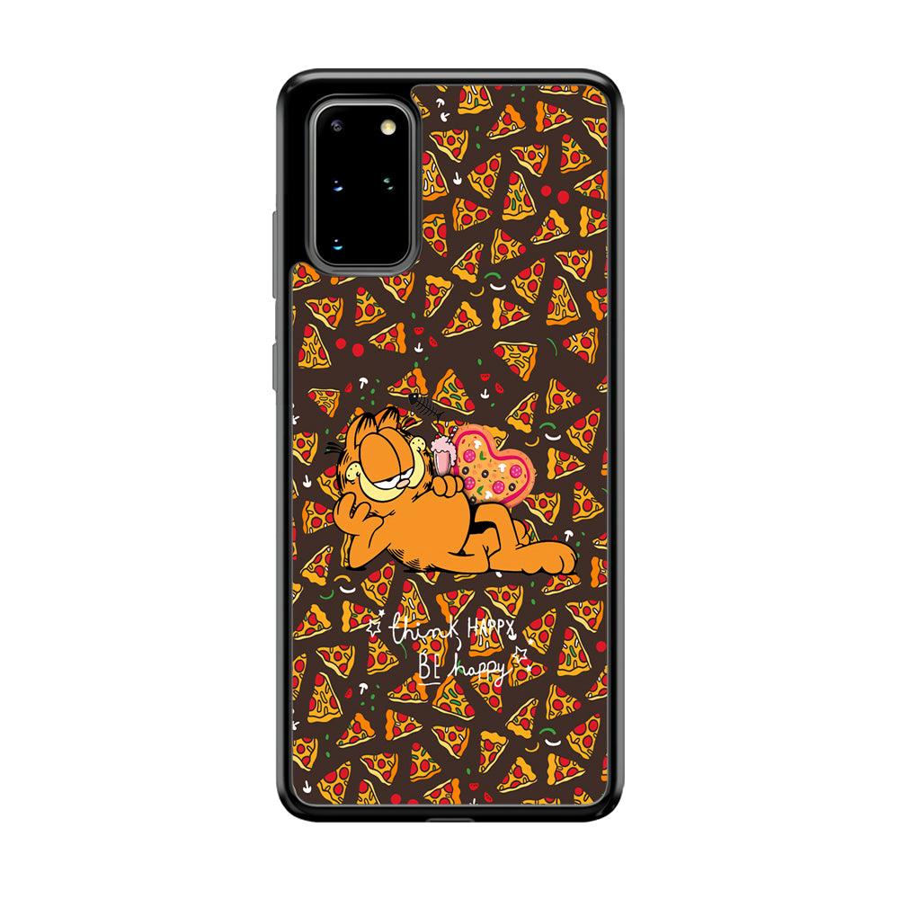Garfield Think Happy Everytime Samsung Galaxy S20 Plus Case-Rubber Black (2D Case)-Oxvistore