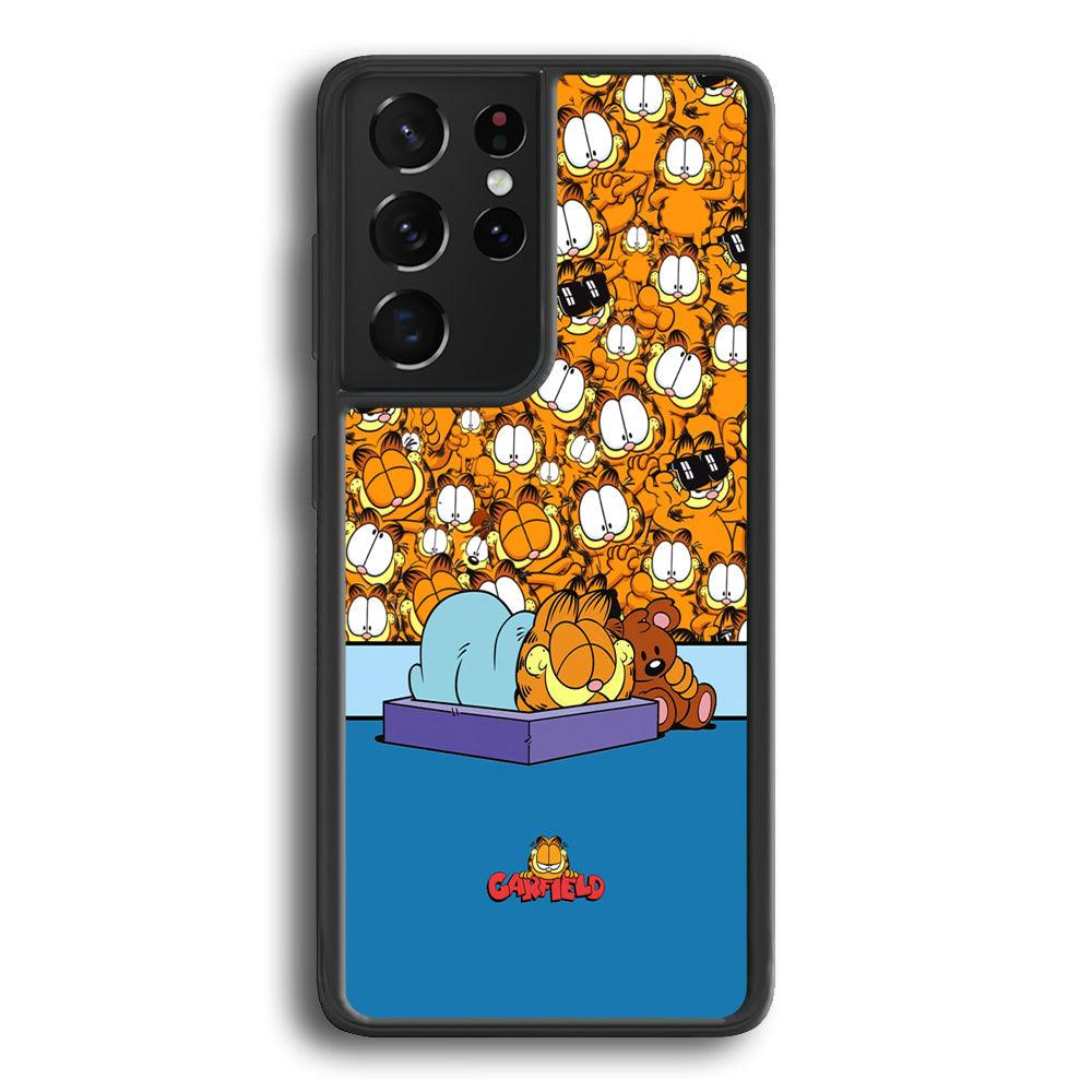 Garfield Warm on Sweet Dreams Samsung Galaxy S24 Ultra Case-Rubber Black (2D Case)-Oxvistore