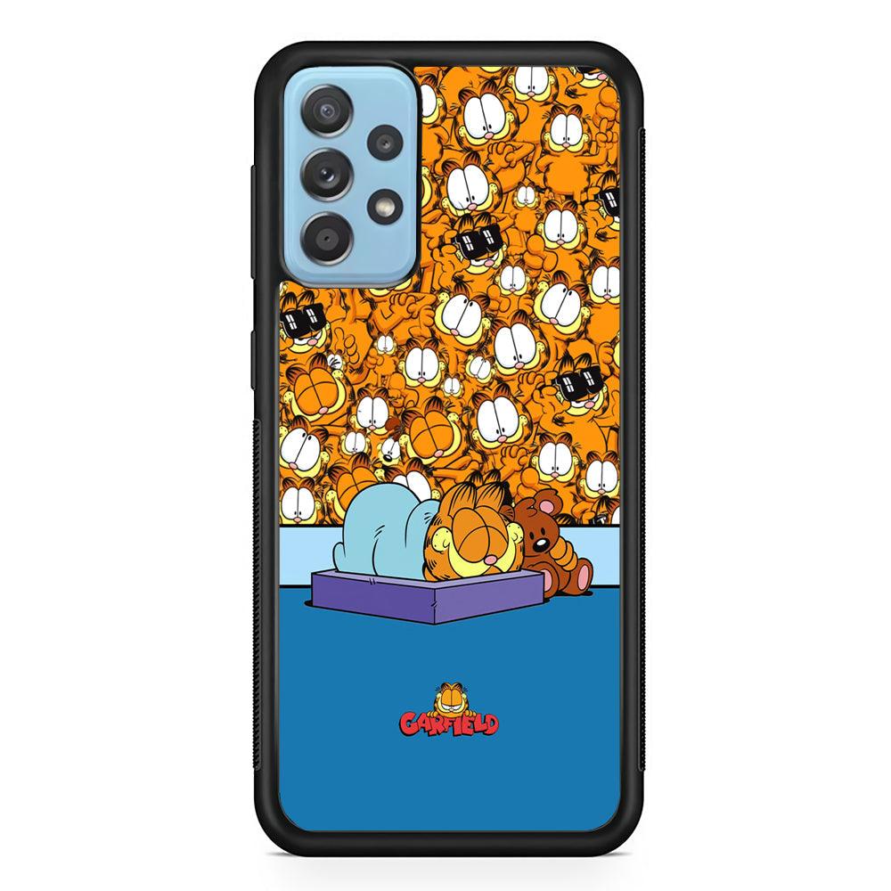 Garfield Warm on Sweet Dreams Samsung Galaxy A72 Case-Rubber Black (2D Case)-Oxvistore