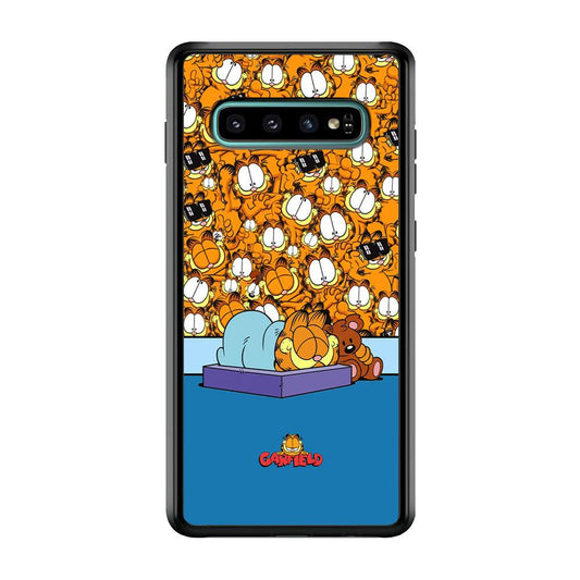 Garfield Warm on Sweet Dreams Samsung Galaxy S10 Case-Rubber Black (2D Case)-Oxvistore
