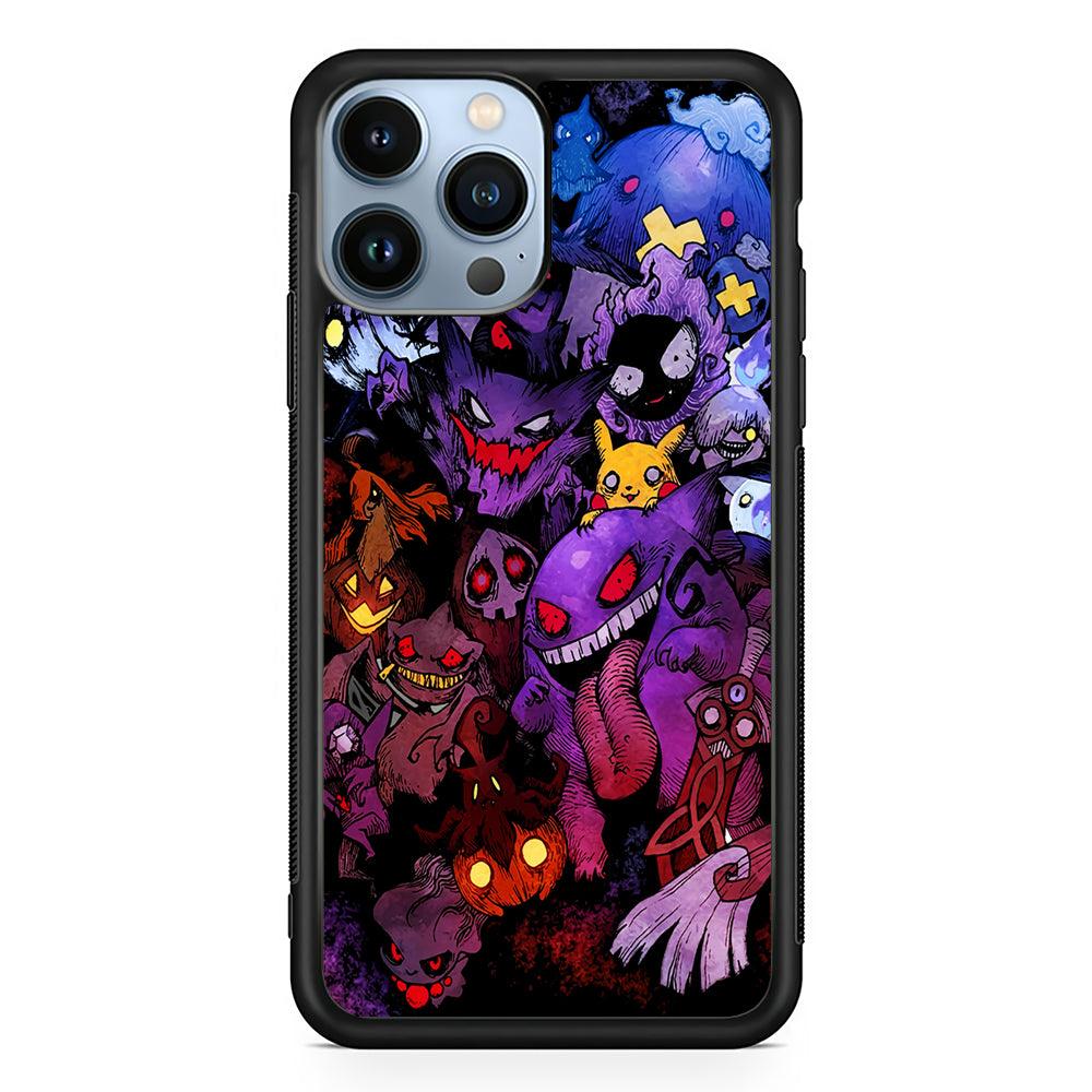 Ghost Type Pokemon Gengar 2D Rubber Phone Case-Black-Oxvistore