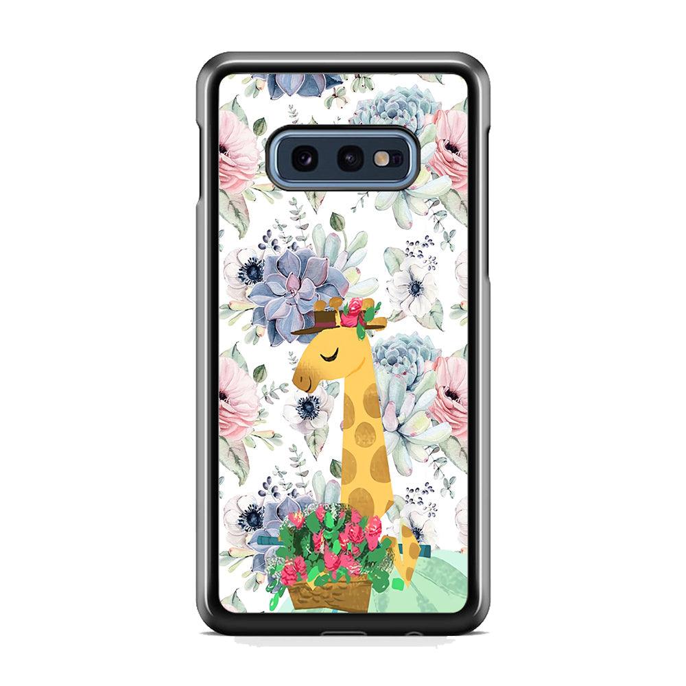 Giraffe Flower Bucket Samsung Galaxy S10E Case-Rubber Black (2D Case)-Oxvistore