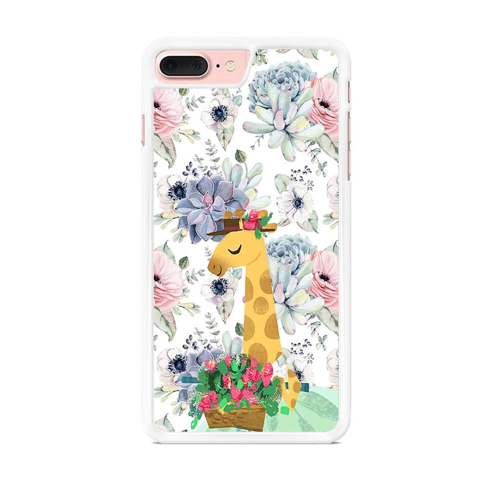 Giraffe Flower Bucket iPhone 7 Plus Case-Oxvistore